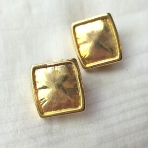 Gold Square Earrings Clip On